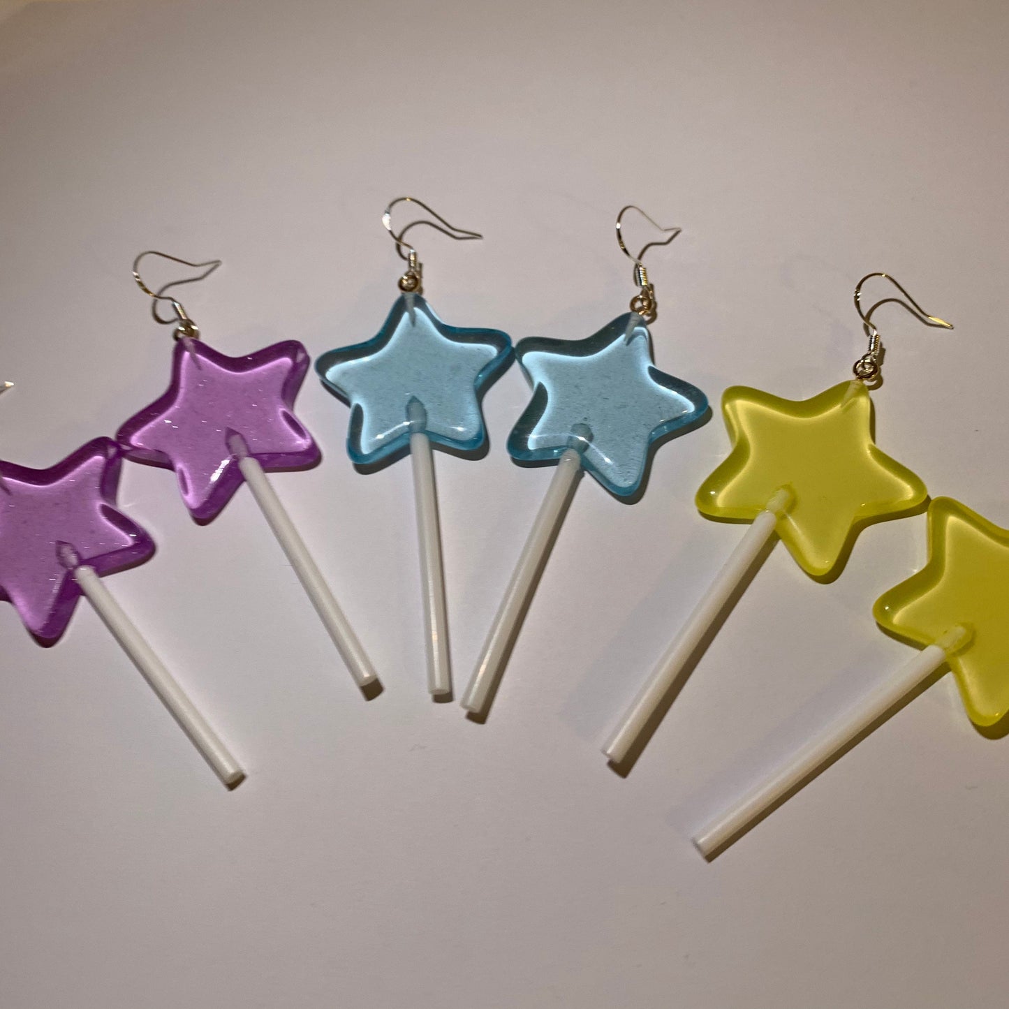 Colourful large Star Wand lollipop earrings