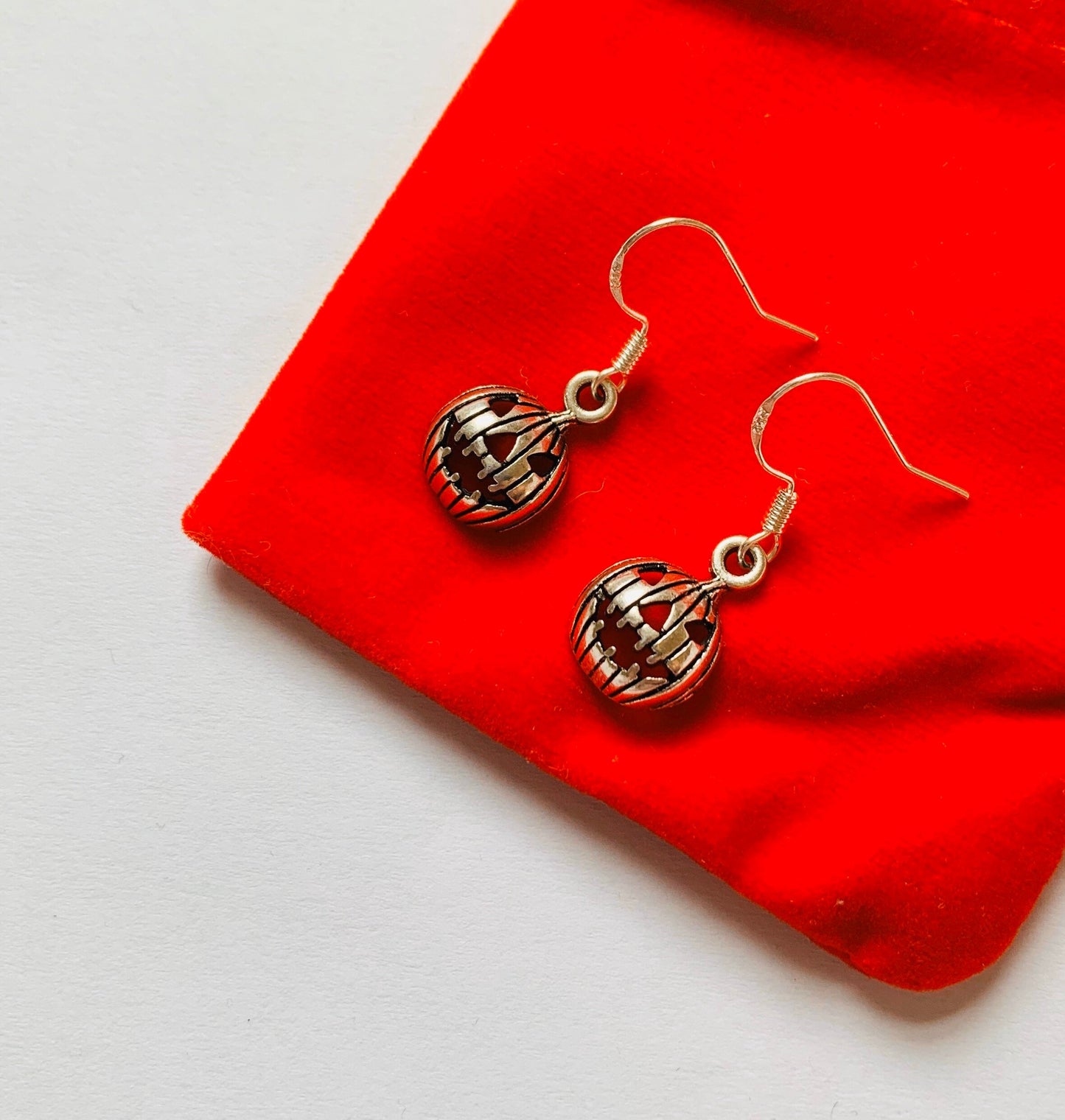 Silver pumpkin Halloween earrings