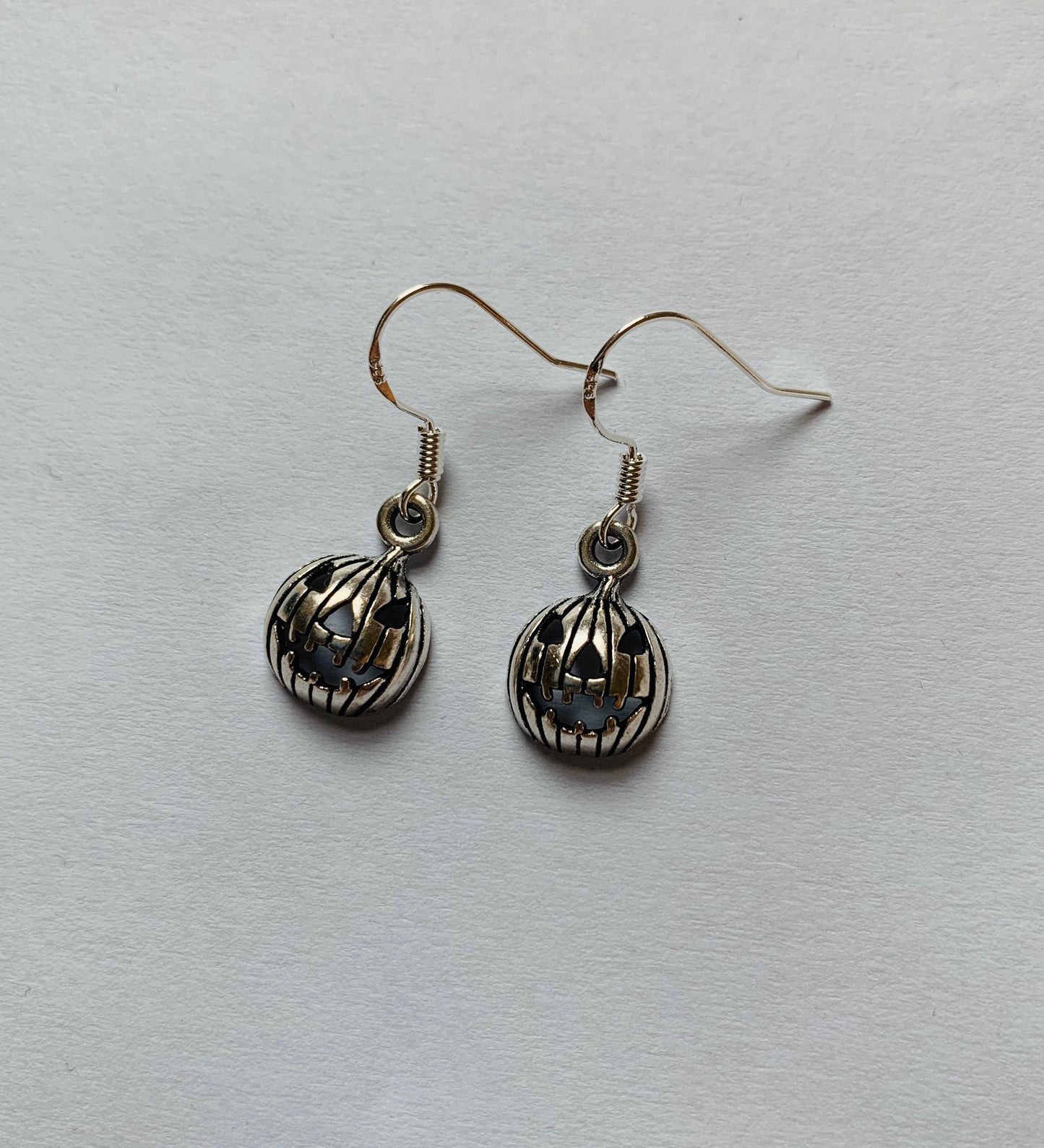 Silver pumpkin Halloween earrings