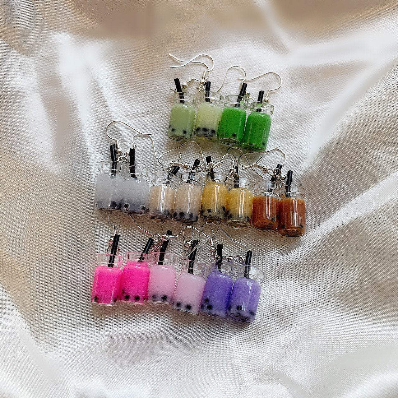 Colourful bubble tea/ boba earrings