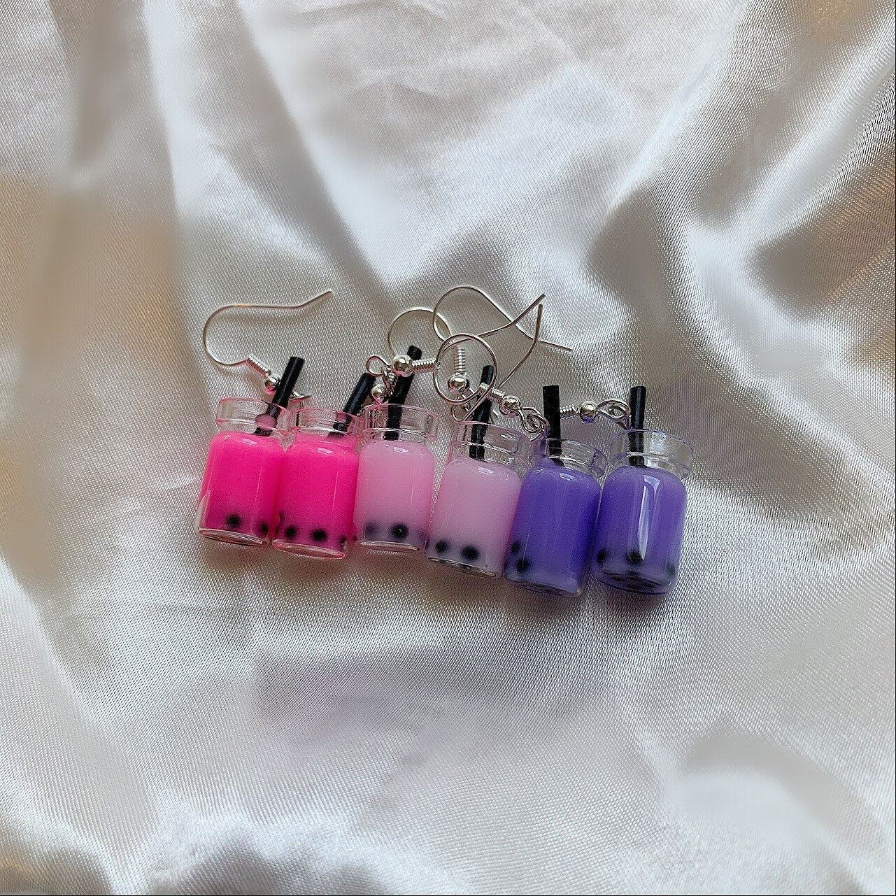 Colourful bubble tea/ boba earrings