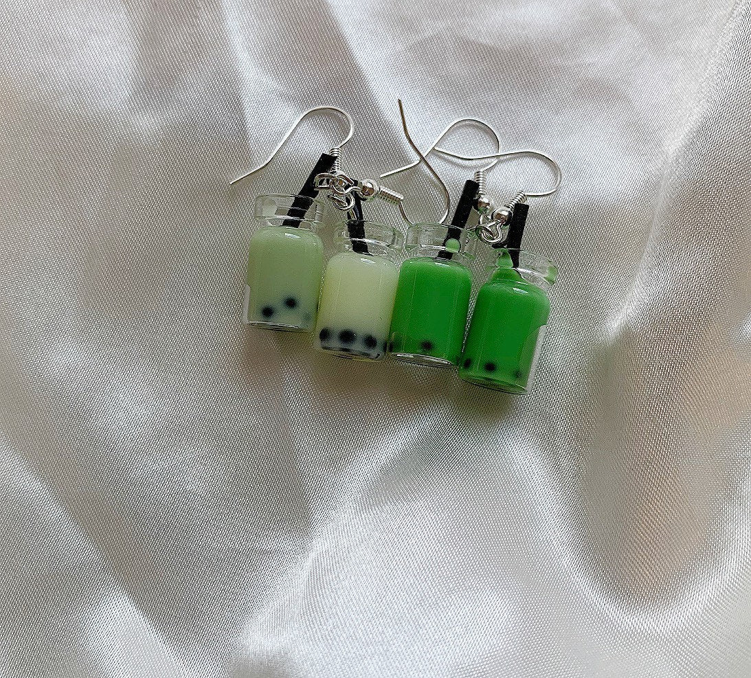 Colourful bubble tea/ boba earrings