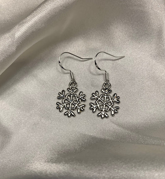 Silver snowflake  Christmas earrings