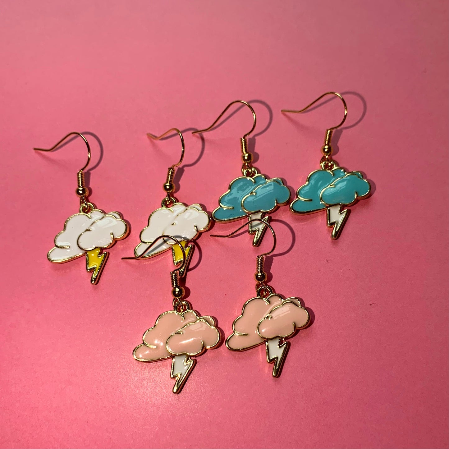 Pink, blue or white cloud storm earrings