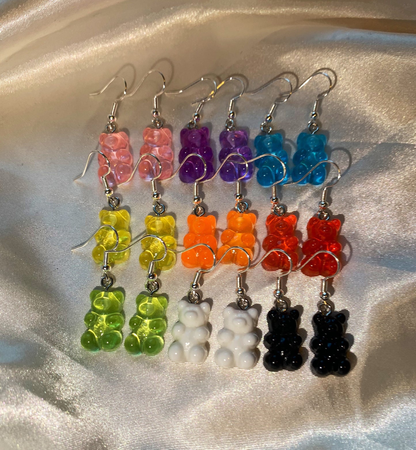 Colourful gummy bear sweet earrings