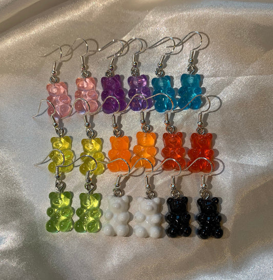 Colourful gummy bear sweet earrings