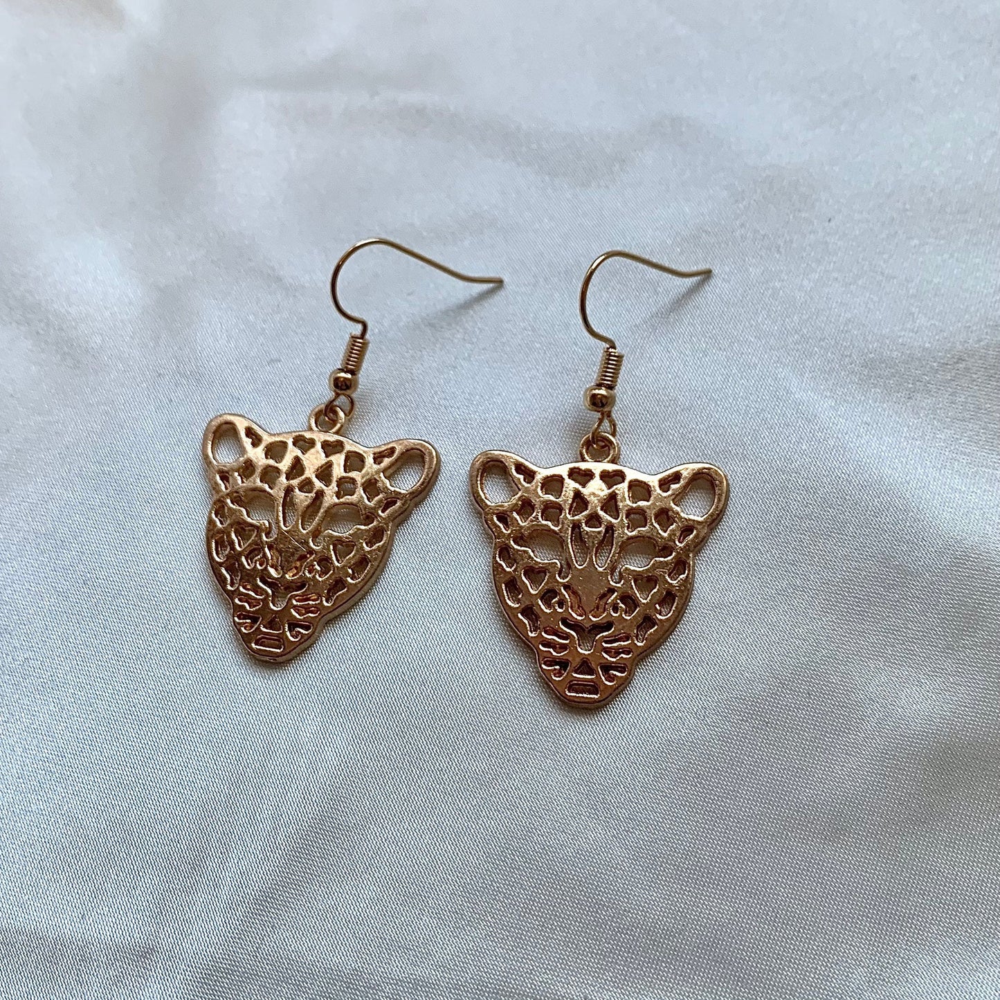 Silver or gold leopard face earrings