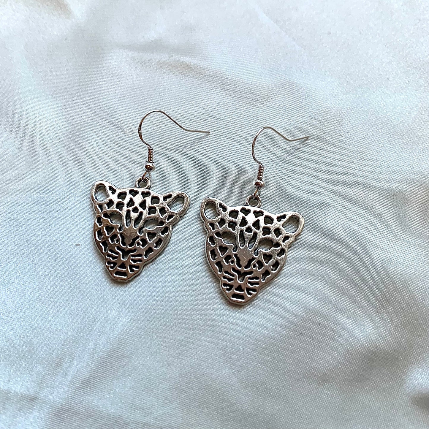 Silver or gold leopard face earrings