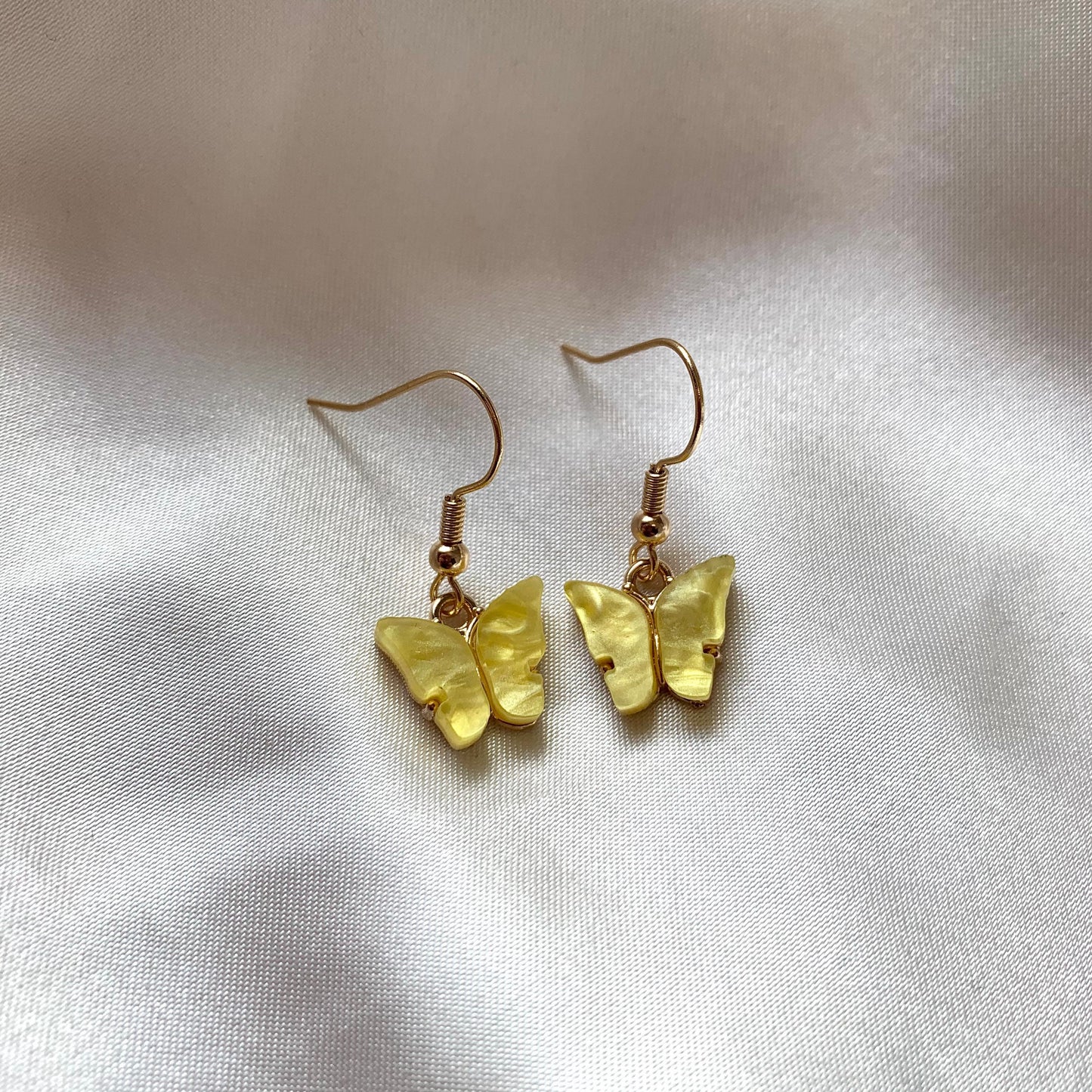 Acrylic colourful gold butterfly earrings