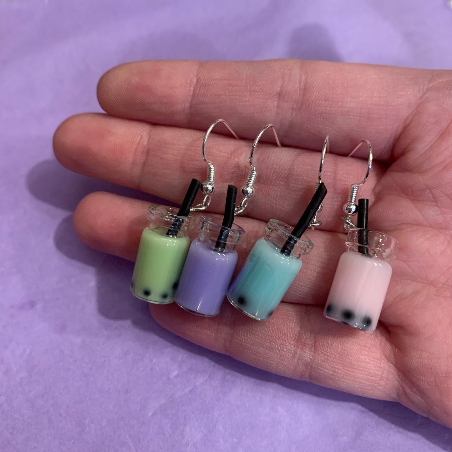 Colourful bubble tea/ boba earrings