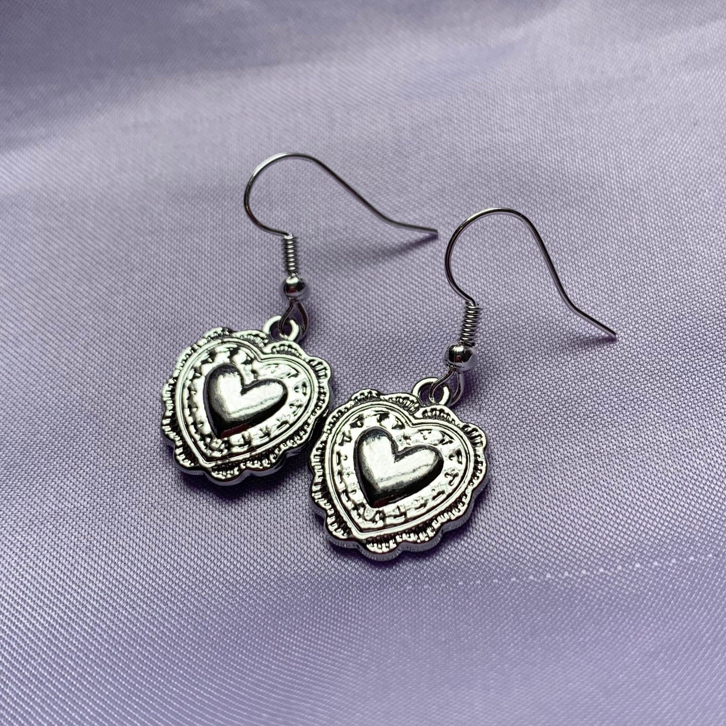 Silver or gold heart shaped locket style earrings