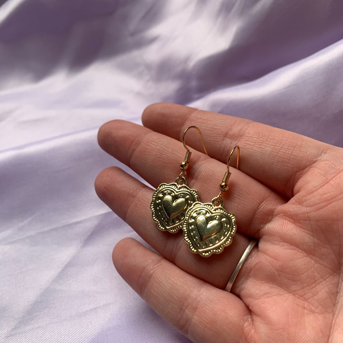 Silver or gold heart shaped locket style earrings