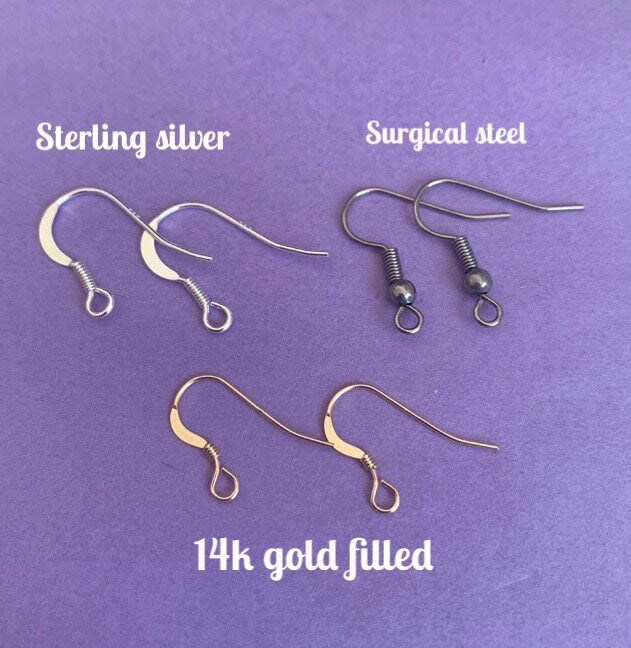 Add on - upgrade to sterling silver, 14k gold filled or surgical steel ear wires/ hooks